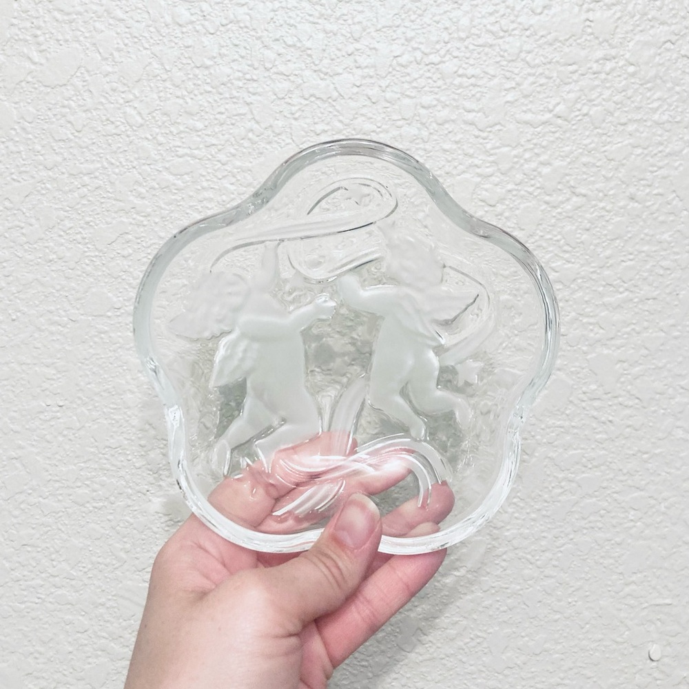 Mikasa Satin Angels CherubsClear Glass Trinket Dishes (2) Celestial Whimsigoth